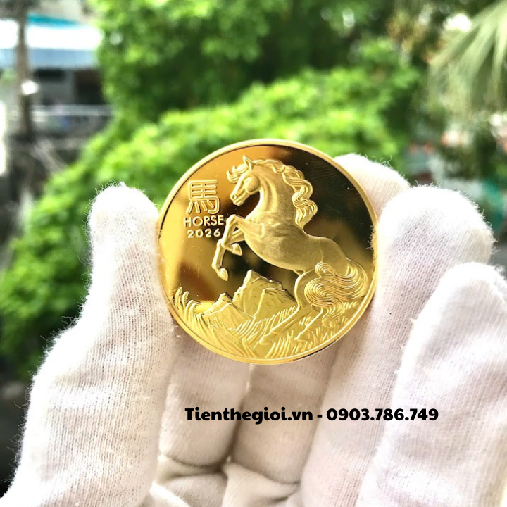 Xu Úc Hình Con Ngựa Mạ Vàng 2026 Tặng Túi Gấm Lộc